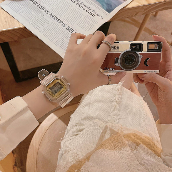 Unicorn Square Digital Electronic Watch For Women Alloy Case Plastic Mirror Silicone Strap Luminous Waterproof Leisure Style