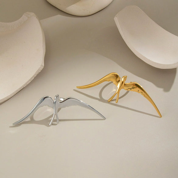 Unique Design Swallow Animal Zodiac Gold Plated Titanium Steel Ring For Girls Electroplated Jewelry Accessory