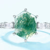 Unique Geometric Natural Water Grass Agate Stone Ring S925 Silver Retro Fashion Women's Ring With Diamond Treatment