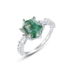 Unique Geometric Natural Water Grass Agate Stone Ring S925 Silver Retro Fashion Women's Ring With Diamond Treatment