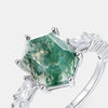 Unique Geometric Natural Water Grass Agate Stone Ring S925 Silver Retro Fashion Women's Ring With Diamond Treatment