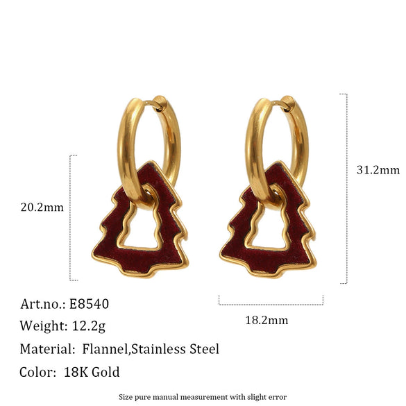 Unique Geometric Square Velvet Style Pvd Gold Plated Stainless Steel Earrings For Women