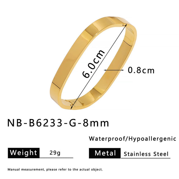 Unique Square Stainless Steel Women's Jewelry Set Bracelet 18K Gold Plated