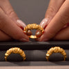 Unique Striped Chic Style Stainless Steel 18K Gold Plated Food Finger Ring With Geometric Design For Women