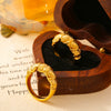 Unique Striped Chic Style Stainless Steel 18K Gold Plated Food Finger Ring With Geometric Design For Women