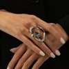 Unisex Acrylic And Metal Geometric Ring Set With Irregular Square Shapes And Polished Electroplated Finish