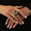 Unisex Acrylic And Metal Geometric Ring Set With Irregular Square Shapes And Polished Electroplated Finish