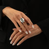 Unisex Acrylic And Metal Geometric Ring Set With Irregular Square Shapes And Polished Electroplated Finish