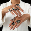 Unisex Acrylic And Metal Geometric Ring Set With Irregular Square Shapes And Polished Electroplated Finish