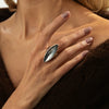 Unisex Acrylic And Metal Geometric Ring Set With Irregular Square Shapes And Polished Electroplated Finish