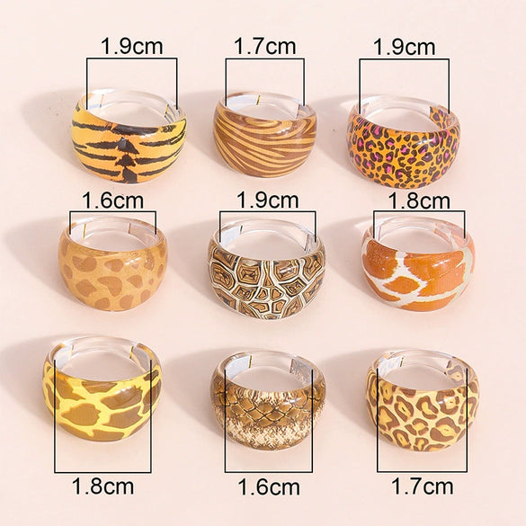 Unisex Acrylic Leopard Spot Statement Ring With Epoxy Resin Finish And Creative Chocolateinspired Design In A Light Luxury Style