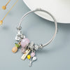 Unisex Adjustable Alloy Bracelet With Pineapple Fruit Pendant And Dripping Oil Finish Fashion Jewelry Accessory