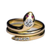 Unisex Adjustable Open Snake Ring With Red Zircon Diamond Accent Electroplated Metal Animal Zodiac Jewelry Accessory