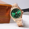 Unisex Alloy And Stainless Steel Round Dial Luxury Quartz Watch With Green Water Ghost Style
