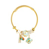 Unisex Alloy Beaded Love Gem And Sweet Flower Charm Bracelet With Electroplated Finish
