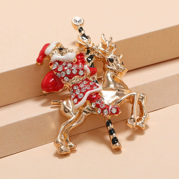 Unisex Alloy Brooch With Cartoon Santa Claus Character And Dripping Oil Design