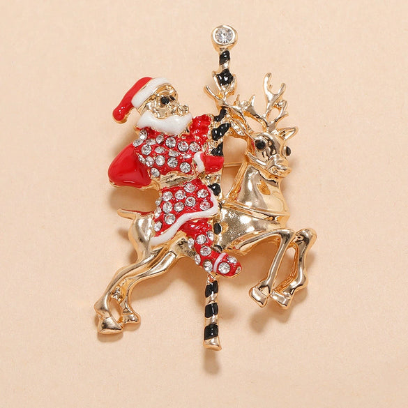 Unisex Alloy Brooch With Cartoon Santa Claus Character And Dripping Oil Design