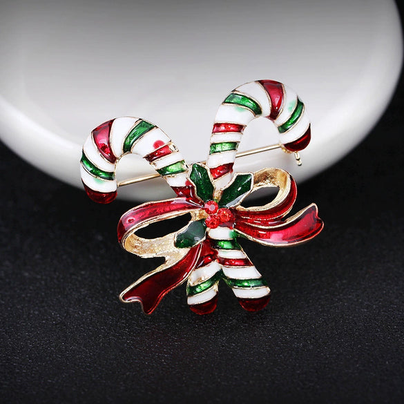 Unisex Alloy Christmas Tree Brooch Pin With Colorful Artificial Gemstone Inlay And Cartoon Design