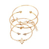 Unisex Alloy Electroplated Bracelet Set With Cactus Arrow And Love Letter Charms Simple Street Style Triangle Knot Bracelets