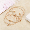 Unisex Alloy Electroplated Bracelet Set With Cactus Arrow And Love Letter Charms Simple Street Style Triangle Knot Bracelets