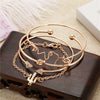 Unisex Alloy Electroplated Bracelet Set With Cactus Arrow And Love Letter Charms Simple Street Style Triangle Knot Bracelets