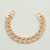 Unisex Alloy Geometric Cuban Chain Bracelet With Full Rhinestone Diamond Look Retro Hip Hop Style Thick Link Bracelet