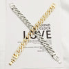 Unisex Alloy Geometric Cuban Chain Bracelet With Full Rhinestone Diamond Look Retro Hip Hop Style Thick Link Bracelet