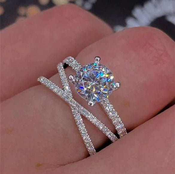 Unisex Alloy Geometric Double Layer Winding Round Ring With Electroplated Simple Creative Design