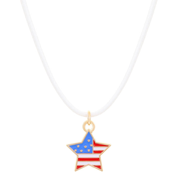 Unisex Alloy Pendant Necklace With Bow Letter Fivepointed Star Pattern And Wax Line Rope Chain Electroplated