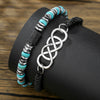 Unisex Alloy Turquoise Geometric Handmade Doublelayered Elastic Braided Bracelet