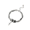 Unisex Black And White Stone Star Cross Bracelet With Titanium Steel Geometric Minimalist Design