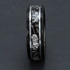 Unisex Black Hammered Tungsten Steel Ring With Imitation Meteorite Silver Foil Inlay Electroplated Minimalist Geometric Band