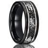 Unisex Black Hammered Tungsten Steel Ring With Imitation Meteorite Silver Foil Inlay Electroplated Minimalist Geometric Band