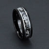 Unisex Black Hammered Tungsten Steel Ring With Imitation Meteorite Silver Foil Inlay Electroplated Minimalist Geometric Band