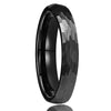Unisex Black Tungsten Steel Ring With Hand Polished Sandblasted Hammered Geometric Texture For Casual Jewelry