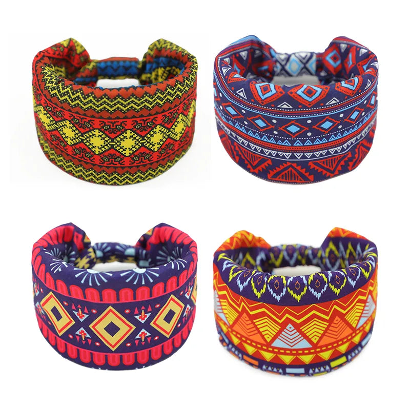 Unisex Bohemian Irregular Digital Printing Rayon Knit Hair Band