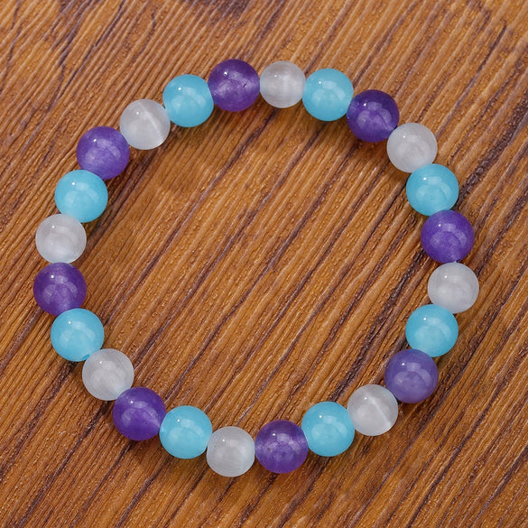 Unisex Bohemian Retro Semiprecious Stone Handmade Beaded Geometric Pattern Bracelet