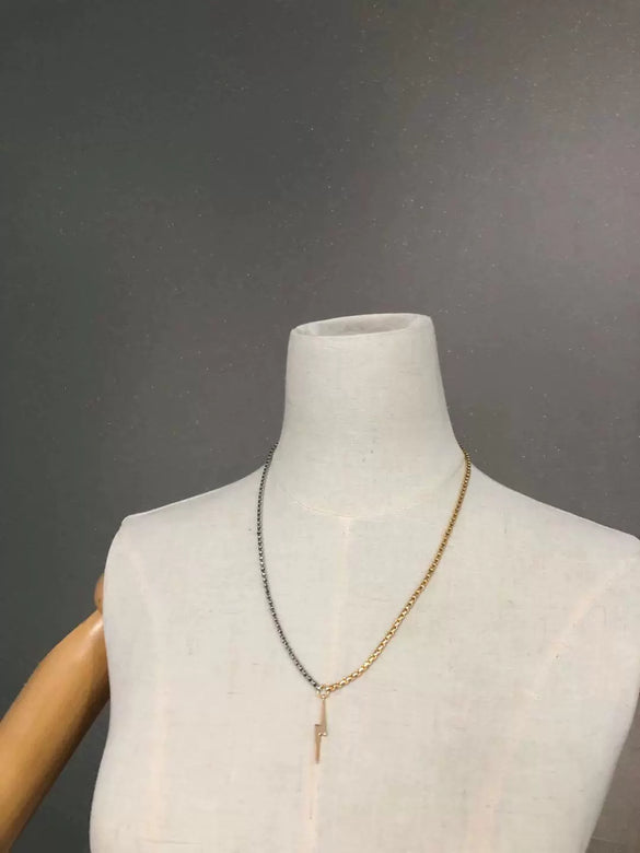 Unisex Brass Ushaped Collarbone Necklace With Box Chain Electroplated Geometric Design And Simple Streetwear Style