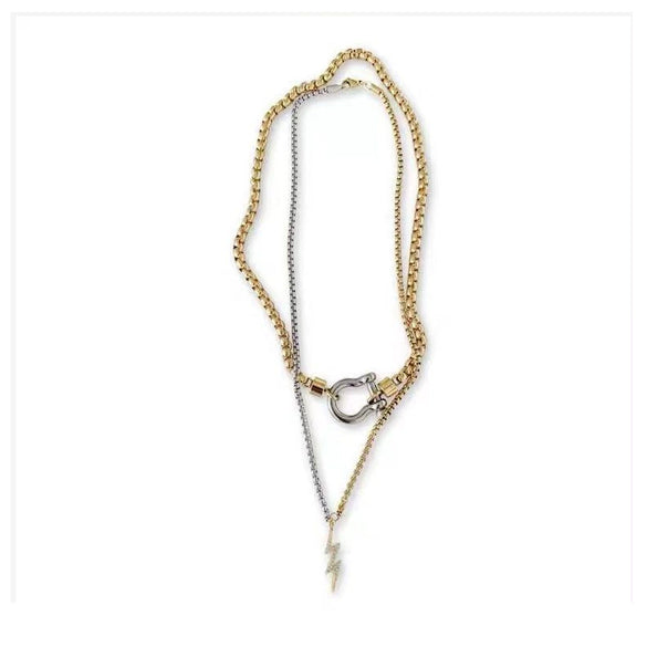 Unisex Brass Ushaped Collarbone Necklace With Box Chain Electroplated Geometric Design And Simple Streetwear Style
