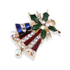 Unisex Cartoon Christmas Bell Brooch Pin With Colorful Artificial And Semi Precious Gemstone Detailing In Alloy