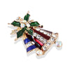 Unisex Cartoon Christmas Bell Brooch Pin With Colorful Artificial And Semi Precious Gemstone Detailing In Alloy