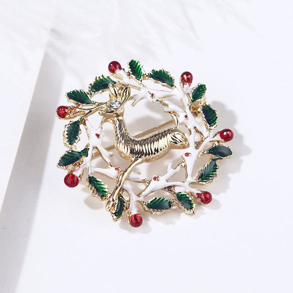 Unisex Cartoon Elk Brooch With Electroplated Alloy Finish Christmas Animal Pin For Men And Women