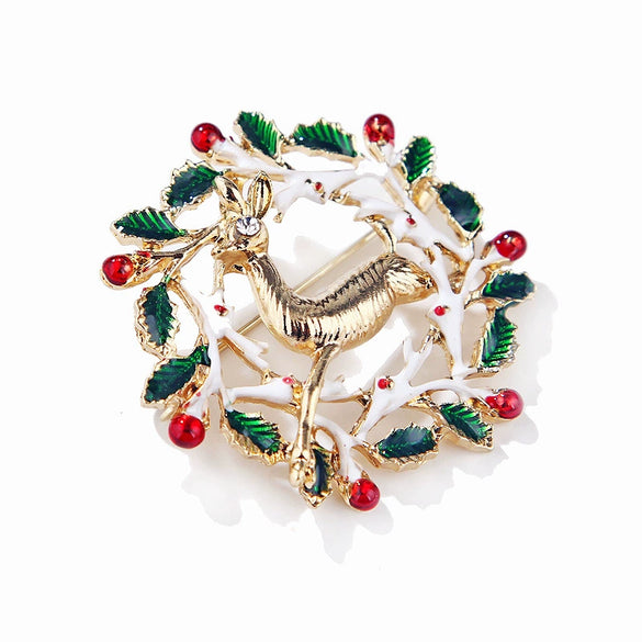 Unisex Cartoon Elk Brooch With Electroplated Alloy Finish Christmas Animal Pin For Men And Women