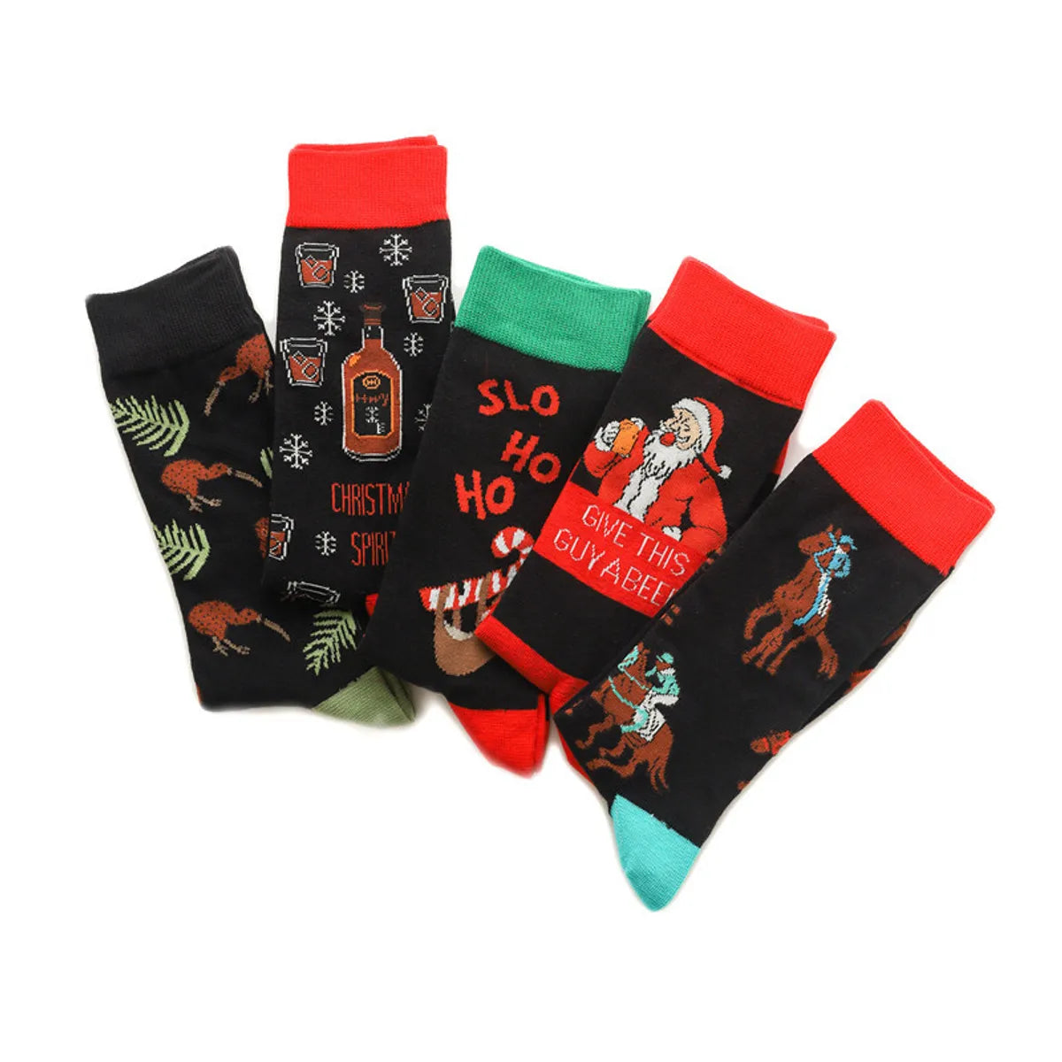 Unisex Cartoon Style Santa Claus Cotton Crew Socks A Pair