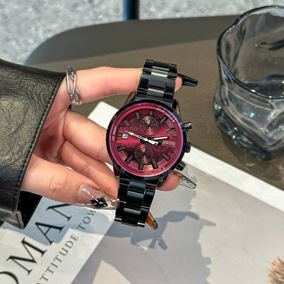 Unisex Casual Alloy Band Round Dial Wrist Watch