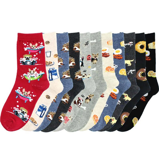 Unisex Casual Animal Cotton Crew Socks A Pair