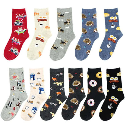 Unisex Casual Animal Cotton Crew Socks A Pair