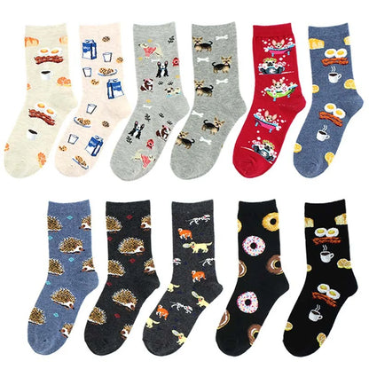 Unisex Casual Animal Cotton Crew Socks A Pair