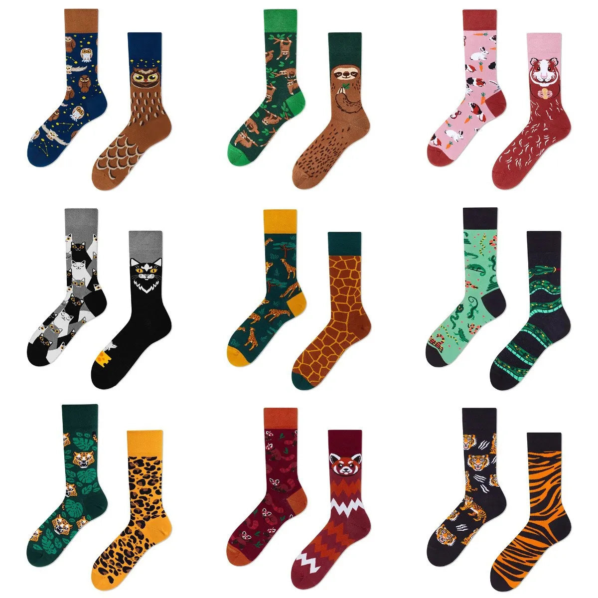 Unisex Casual Animal Cotton Crew Socks A Pair