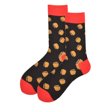 Unisex Casual Beer Hamburger French Fries Cotton Crew Socks A Pair